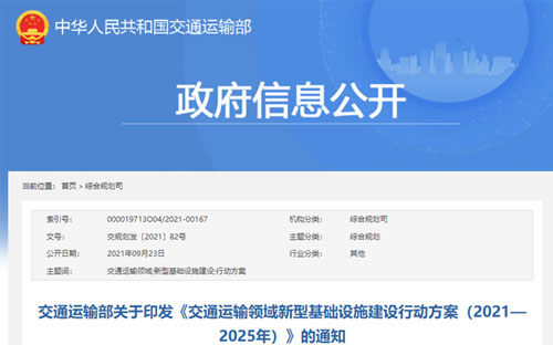 交通运输部印发新基建5年行动方案 推广全景视频监控